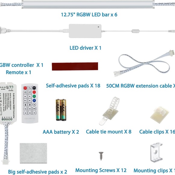 Under Cabinet LED Lights Kit RGB + 5000K - Picture 7 of 11